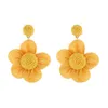 New Korean Flower Stud Earring Lafite Handwoven Earrings Christmas Girl Love Gift Earrings Wedding Party Charm Earrings