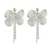 Ange blanc noeud papillon boucle d'oreille longue perle gland oreille pendentif femmes Vintage Design coréen Style luxe boucles d'oreilles Simple charme cadeaux oreille accessoires