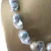 Tour de Cou NATURE EAU DOUCE GRAND COLLIER PERLE Baroque-50 Cm-100 Cm Bonne Qualité 16-22 Mm Belle Couleur FERMOIR ARGENT 925