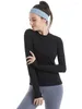 Aktif Gömlek Yoga Kadın Açık Fitness Giysileri Elastik Hızlı Kurucu Stand-Up Yaka Üst Uzun Kollu T-Shirt Spor Giyim