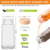 Bitki Spice Araçları 512pcs Bambu Kapak ile Cam Baharat Kavanozları Baharat Konteynerleri Tuz Biber Shakers Spice Organizatör Mutfak Baharat Kavanoz Seti 230331