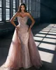 Blush Pink Overskirts abiti da sera paillettes senza spalline che bordano abiti da ballo di fine anno abiti da cerimonia per occasioni speciali sweep train Abito da sera vintage a sirena