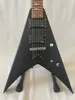 Hochwertige Custom Flying V E-Gitarre, schwarz matt, 2 EMG-Tonabnehmer