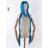 Lol Arcane Jinx Cosplay Perücken Haipin Kopfbedeckung Mädchen Frauen Halloween Karneval Cos Blau Twist Braid Haare Cosplay