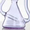 Bong in vetro spesso viola Heady Recycler Oil Rigs Narghilè Dabber Tubi per acqua in vetro Tubo per shisha Perc in linea da 14 mm