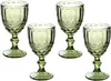 Vintage Glass Goblets Embossed Stemmed Glasses Assorted Colored Drinking Glasses for Wine Water Juice Beverage 064525