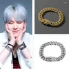 Link Bracelets 2023 K- PROOF SUAG With The Same Buckle Chain Zircon Bracelet Trend Men Hip-hop Rock Jewelry Couple Accessories Gift