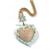 Pendant Necklaces Pendant Necklaces Iced Out Snow Frozen Heart Micro Pave Cz Stone Necklace For Men Women Hip Hop Jewelry Dr Dhgarden Dhsge