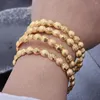 Bangle 24k 4st/Lot Dubai Gold Color Bangles For Women Girls Round Pärlor Etiopiska bröllopsarmband smycken