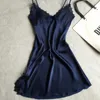 Women's Sleepwear Ladies Sexy Silk Satin Nightgown Lace Nightdress Sleeveless Nighties V-neck Night Dress Summer Sleep Nightwear For Women