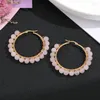 Boucles d'oreilles pendantes bohême à la main pierre naturelle fil enroulé en acier inoxydable goujon pour femmes filles Vintage perles colorées