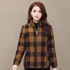 Women's Trench Coats Winter Jacket Female Short Add Velvet Thicker Cotton Padded Clothes Women Parka Coat Casual Plaid Outerwear 5XL W663