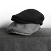 Berets klassiska stripe sboy cap för män kvinnor vinter ull platt murgröna vintage gatsbay hatt irländsk utomhus cabbie beret 07