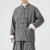 Männer Jacken 2023 Chinesische Traditionelle Retro Mantel Mann Herbst Langarm Tang Anzug Mandarin Kragen Schnalle Jacke Orientalische Baumwolle