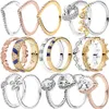 925 Silber Frauen Fit Pandora Ring Original Herz Krone Mode Ringe Funkelnde Wishbone Teardrop Love Heart Clover Klarer Zirkon CZ