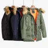 Мужские пуховые парки N3B, зимнее пальто Аляски, мужское пальто с меховым капюшоном, приталенная толстая парка с подкладкой, куртка в стиле милитари для холодной погоды 231101