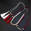 Chokers Natuursteen Kralen Neckalce Kwasten Ketting Handgemaakte Vrouwen Breien Choker Arabische Caftan Banket Sieraden Nekketting Sunspicems 231101