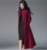 Women's Wool Blends Woolen Coat Red Black Wine Full Xlong Slim 231101