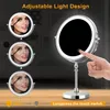 Compact Mirrors Makeup Mirror USB Rechargeable 7 Inch 3 Color Lights Two Sided Magnification LED Vanity Mirror Touch Cosmetic Mirrors 231102