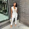 Women's Two Piece Pants Echoine White OL Suit Sleeveless Blazer Outwear Vest And Set Business Office Ladies Women Clothing 2023