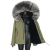 Dames bont faux vrouwen echte kraag korte jas en voering winter natuurlijke jaswomen's dames