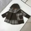 Nuova giacca autunnale per ragazzi e ragazze Cappotto per bambini con cappuccio a maniche lunghe Taglia 90-160 Tessuto di lana scozzese Vestiti per bambini Nov05