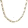Women Trendy Choker Jewelry 3mm/4mm Clustered CZ Zircon Diamond Tennis Chain Necklace OHN016-M