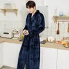 Men's Sleepwear Flannel Robe Temperament Lapel Bathrobe Autumn Winter Coral Fleece Nightgown Loose Casual Home Wear Warm Intimate Lingerie