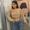 Urban Sexy Dresses Long Sleeve Tank Tops Women Off Shoulder Hollow Out Backless Shirt Ladies Bodycon Slim Top