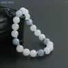 Strand MHS.SUN Charme Pierre Naturelle Blanche 8MM Perles Bracelet Fait Main Pour Hommes En Acier Inoxydable Guérison Élastique Bonne Chance Femmes Bijoux