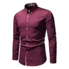 Chemises habillées pour hommes Hommes Hi-Tie Couleur unie Revers à manches longues Costume Chemise Blouse pour homme Mariage Business Occasion formelle Vêtements