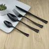Dinnerware Sets 30Set 4Pcs/Lot Black Stainless Steel Set Polishing Cutlery Kitchen Tableware Fork Steak Knife