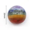 Decorative Figurines 7 Chakras Natural Stone Ball Carved Decoration Polishing Rock Quartz Yoga Energy Stones Round Bead Chakra Ornament Home