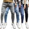 Erkekler kot y2k delik beyaz kalem pantolonlar erkek esnek yırtık sıska streç ince uygun yüksek kaliteli hip hop erkek denim pantolon