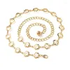 Riemen Koreaanse Mode Gouden Link Chain Voor Vrouwen Holle Metalen Bloem Silvertone Taille Jurk Decoratieve Riem Haar