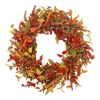 Dekorativa blommor Autumn Harvest Festival Berry Vine Wreath Thanksgiving Door Hanging Ge glädje till din köksbutik öppen spis och trädgård