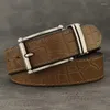 Gürtel Hohe Qualität Rindsleder Pin Schnalle Mode Echtes Leder Phantasie Vintage Junge Männliche Jeans Cintos Masculinos Khaki