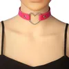 Collier ras du cou classique en Faux cuir PU pour femmes, breloque en forme de cœur en métal, Punk, bijoux ras du cou pour femmes