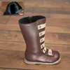 Bottes longues en cuir PU pour filles, chaussures à la mode pour automne et hiver, Rivets, peluche, chaudes, princesse, hautes, CSH1564