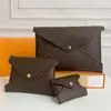 DESIGNERS wallet women long wallets fashion 3-piece purse brown flower hasp purses woman purses with box