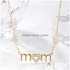 Colliers pendentif fête des mères maman lettre cristal coeur collier pour mère cuivre chaîne strass Mama Je Dhgarden Dhwyn