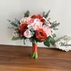 Wedding Flowers Bouquet For Bride Red Pink Silk Roses Artificial Marriage Bridal Bridesmaids Holding Flower Accessories