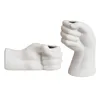 Vases Hands-shaped Ceramic Vase White Fist Flower Arrangement Container Desktop Potted Decoration Home Ornament Accessories