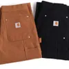 Calças de carga vintage calças de brim das mulheres dos homens calças de grife logotipo carhar calças bordadas resistente ao desgaste calça de lona calças soltas masculinas
