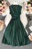 Sukienki swobodne Summer Korean w stylu towarzyski elegancka szczupła w szyjka w obcisłym talii sukienka szyfonowa 2023 Modna odzież damska