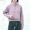 Completi da yoga LU-99 Felpe con cappuccio fitness da donna Giacca da corsa Felpa sportiva da donna con mezza cerniera Felpa spessa allentata stile corto con pile per il pollice Sportwear8