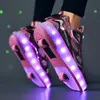 Sneakers Roller Skate Shoes Children Boys Girls Gift Toys Games Kids 2 Wheels Sneakers Student Outdoor Casual Sports Lighted Footwear 231102