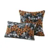 Taie d'oreiller fil de coton broderie noir Orange maison étui décoratif flocage velours canapé jeter