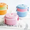 Dinnerware Sets 540ml Animal Lunch Box Double-layer Round Mini Bento Children's Fruit Snack Microwave Kids