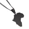 Kettingen unieke zwarte Afrika kaart hanger ijsje roestvrijstalen kettingen inlay strass cubaanse ketting hiphop sieraden man vrouwchains